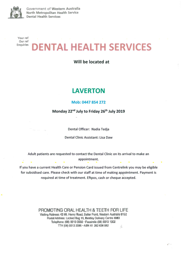 Dental Van Visit July 2019