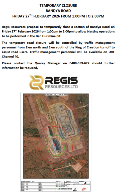 Temporary Closure Bandya Road
