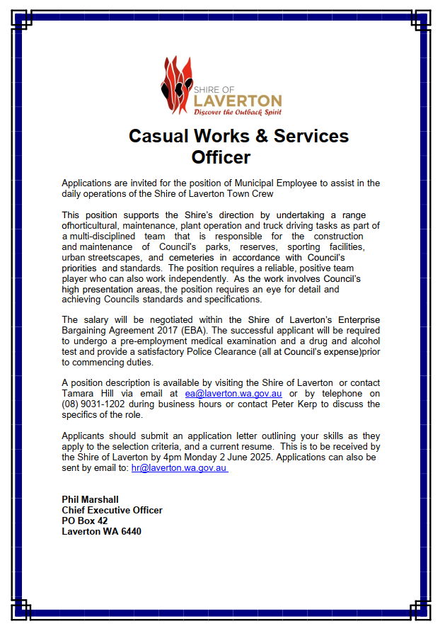 Casual Works and Services Officer Vacancy