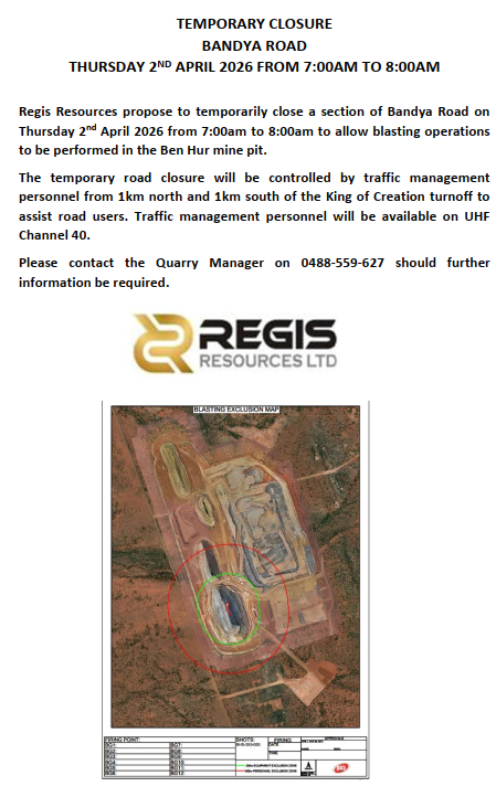 Temporary Closure Bandya Road