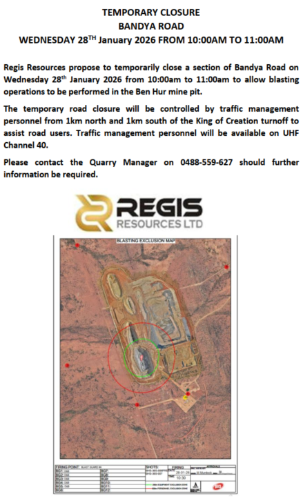 Temporary Closure Bandya Road